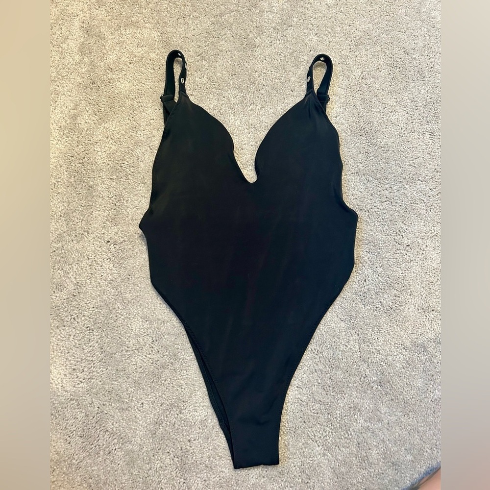 La Senza Black Deep V-neck One Piece Swimsuit